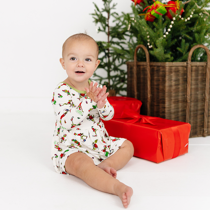 Christmas Green Gift Green Face Long Sleeve Twirl Dress With Bodysuit