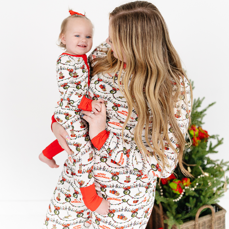 Christmas Green Face Cheer Bamboo Family Matching Pajamas）