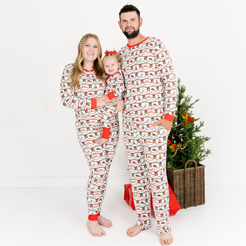 Christmas Green Face Cheer Bamboo Family Matching Pajamas）