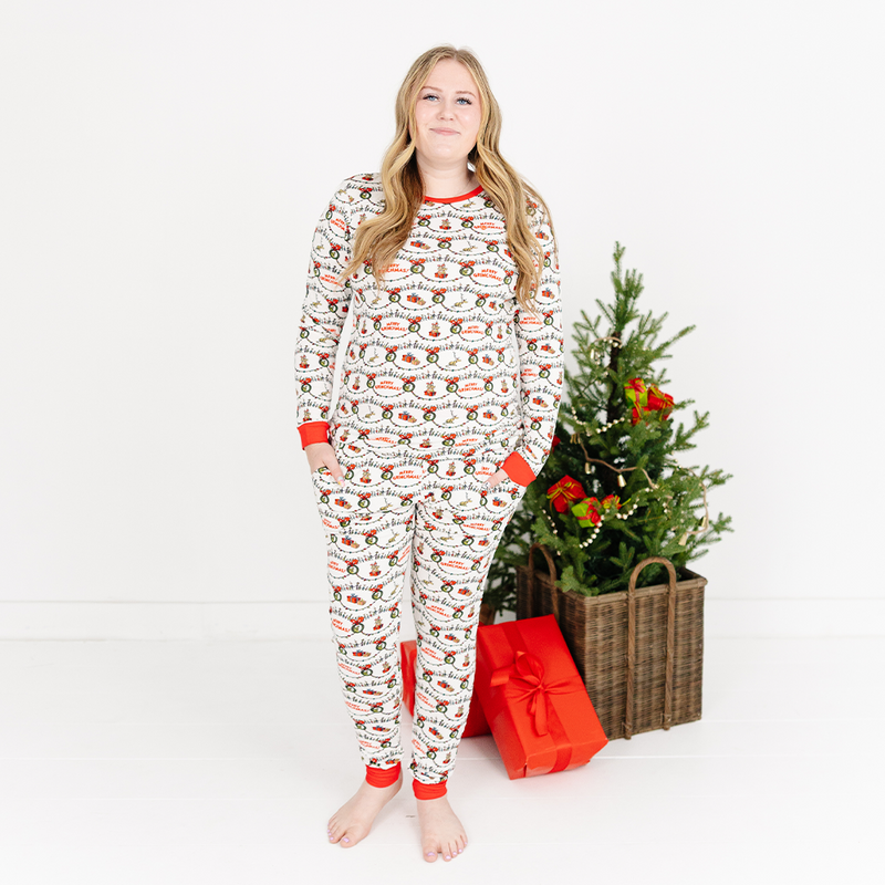 Christmas Green Face Cheer Bamboo Family Matching Pajamas）