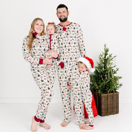 Christmas Snowflake Green Face Dog Bamboo Family Matching Pajamas
