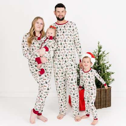 Christmas Snowflake Green Face Dog Bamboo Family Matching Pajamas