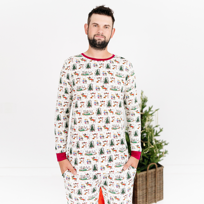 Christmas Snowflake Green Face Dog Bamboo Family Matching Pajamas