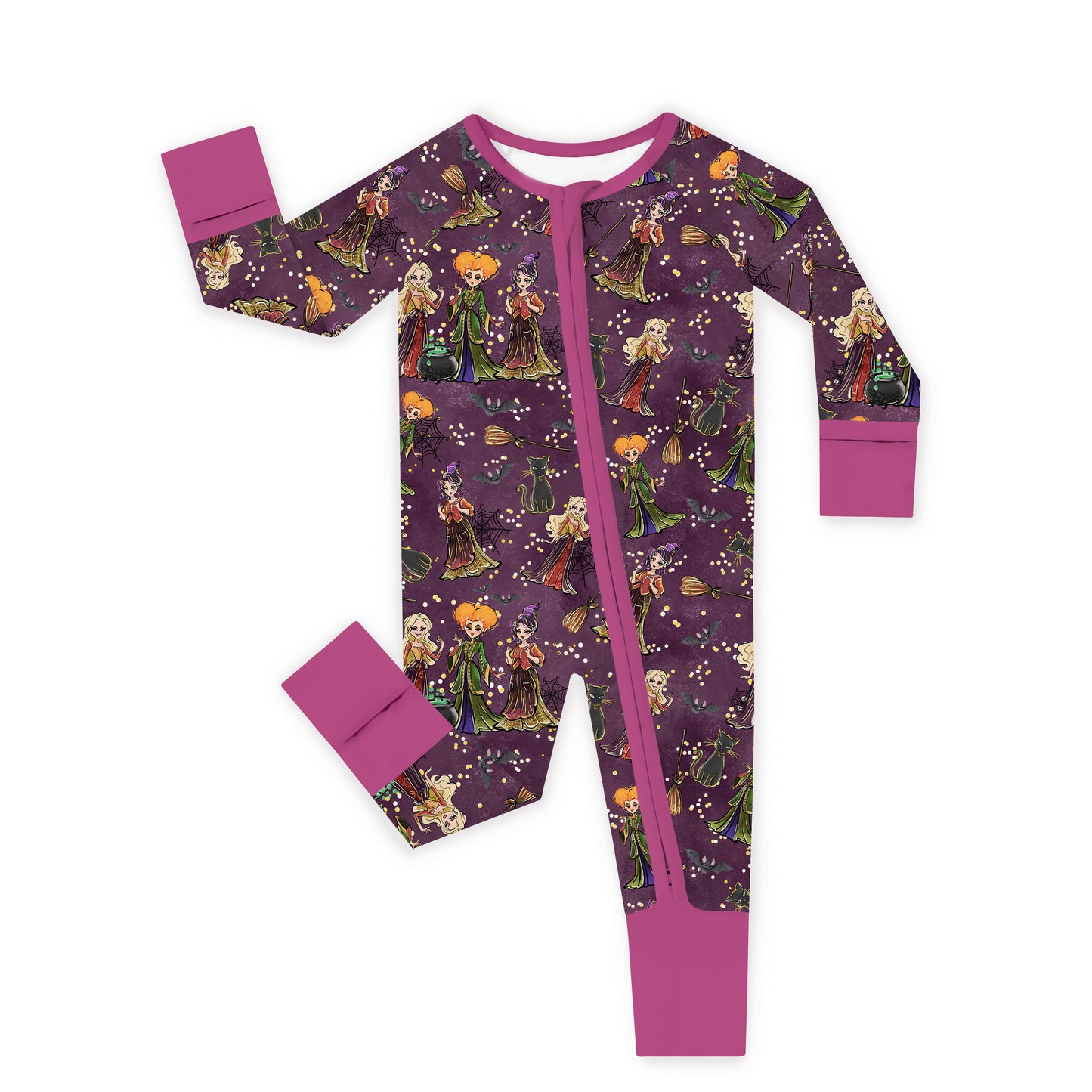 Halloween bamboo zipper romper design - baby apparel bamboo zipper romper with custom design - baby wear front view