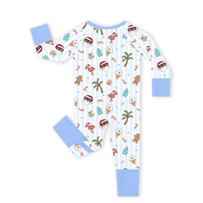Christmas Tropical Holiday Baby Bamboo Zipper Pajama Romper