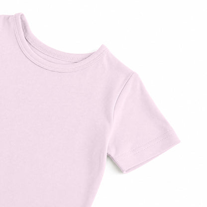 Kids Bamboo Two-Piece Pajama Set Soft Pink Solid