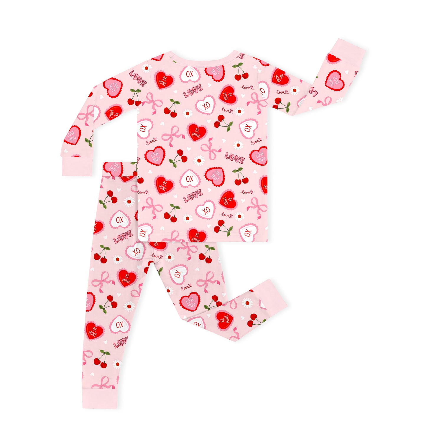 Sweetheart Cherry Hearts Kids Bamboo Two-Piece Pajama Set