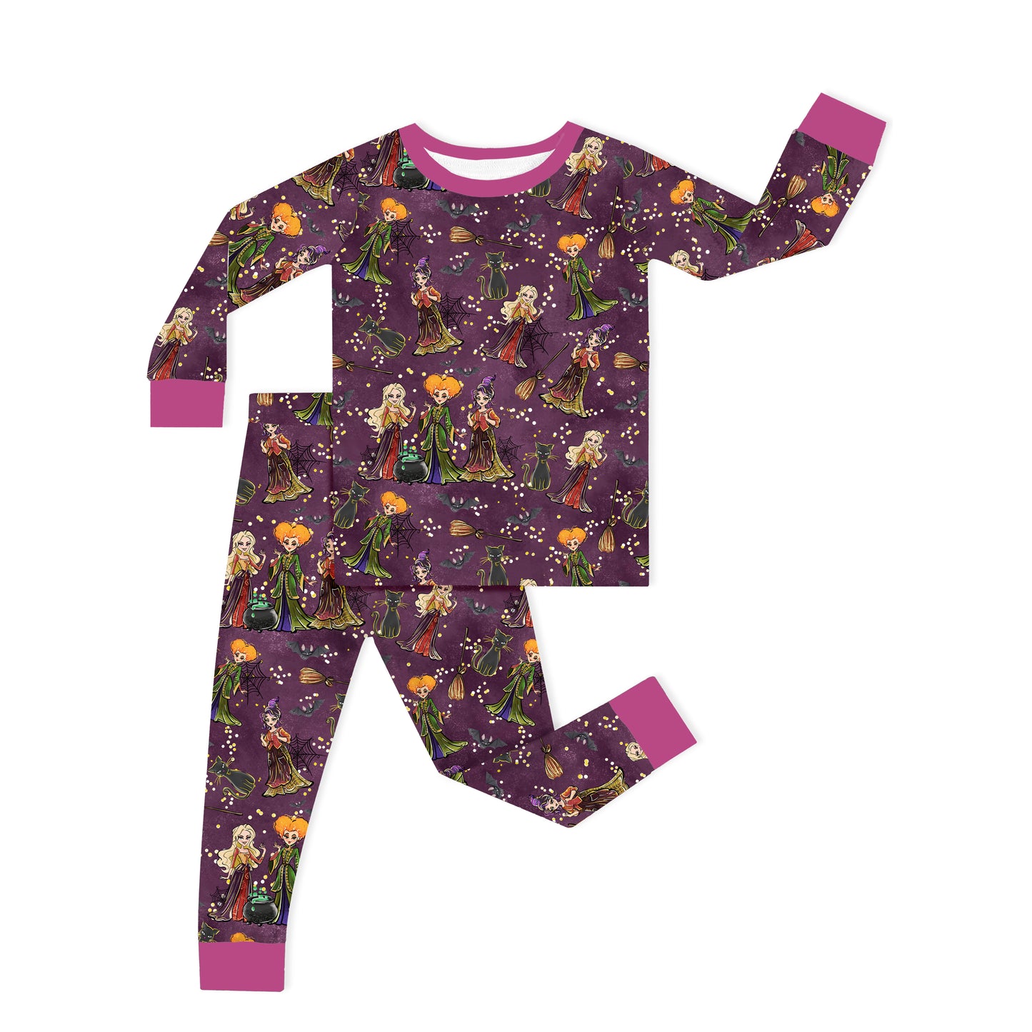 Halloween two-piece pajama set design - kids apparel two-piece pajama set with custom design - kids wear front view