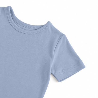 Kids Bamboo Two-Piece Pajama Set Greyish Misty Blue