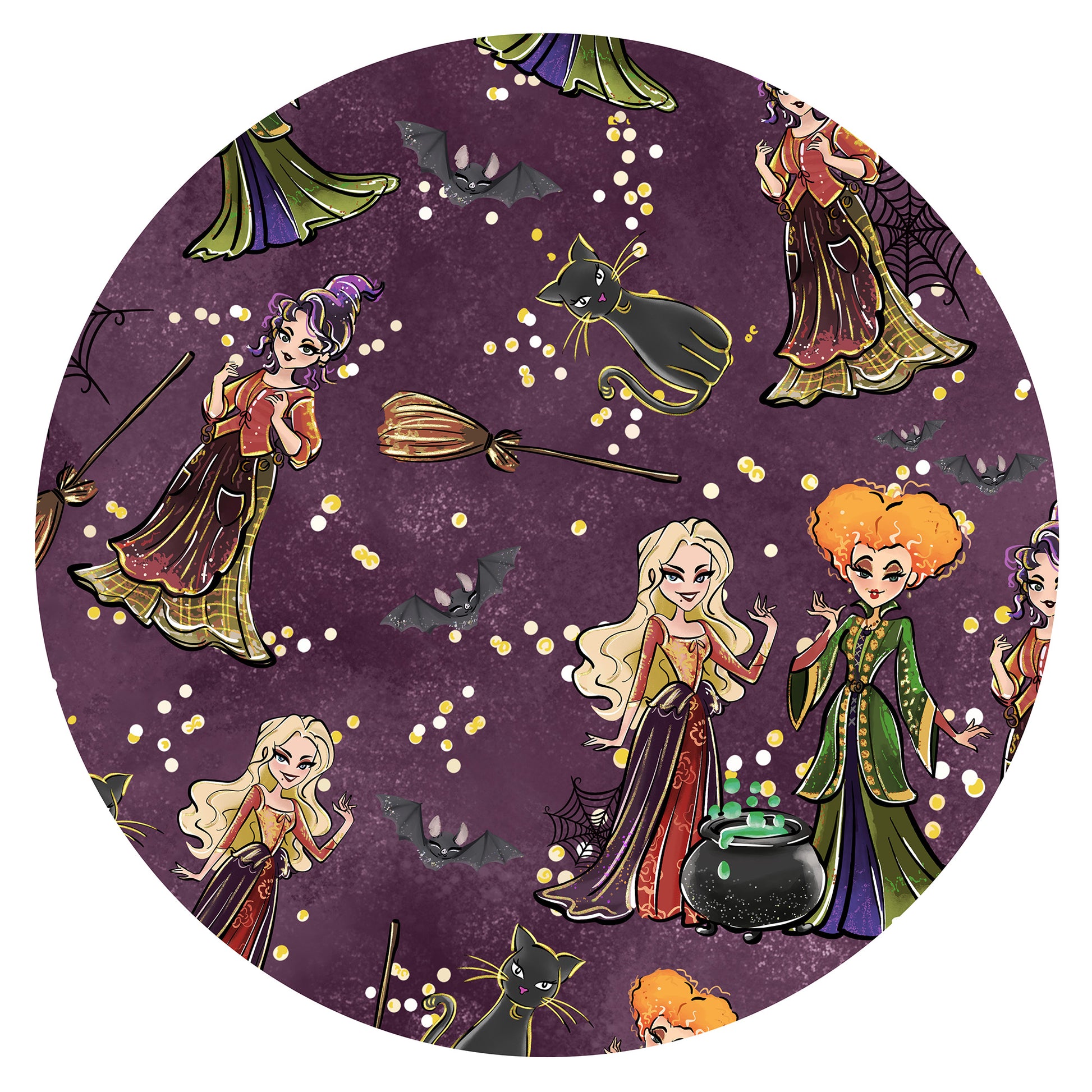 Halloween Hocus Pocus Sisters Witch Purple Bamboo Zipper Romper Pajamas bamboo clothing design - baby apparel bamboo clothing with custom design - baby wear front view