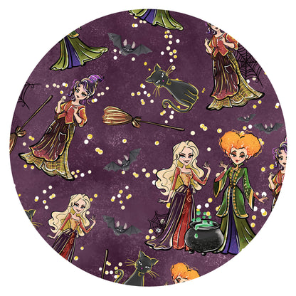 Halloween Hocus Pocus Sisters Witch Purple Bamboo Zipper Romper Pajamas bamboo clothing design - baby apparel bamboo clothing with custom design - baby wear front view