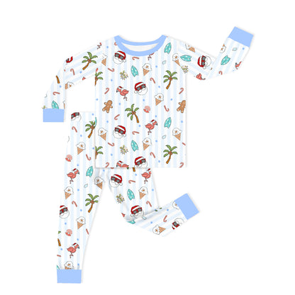 Christmas Tropical Holiday Kids Bamboo Two-Piece Pajama Set