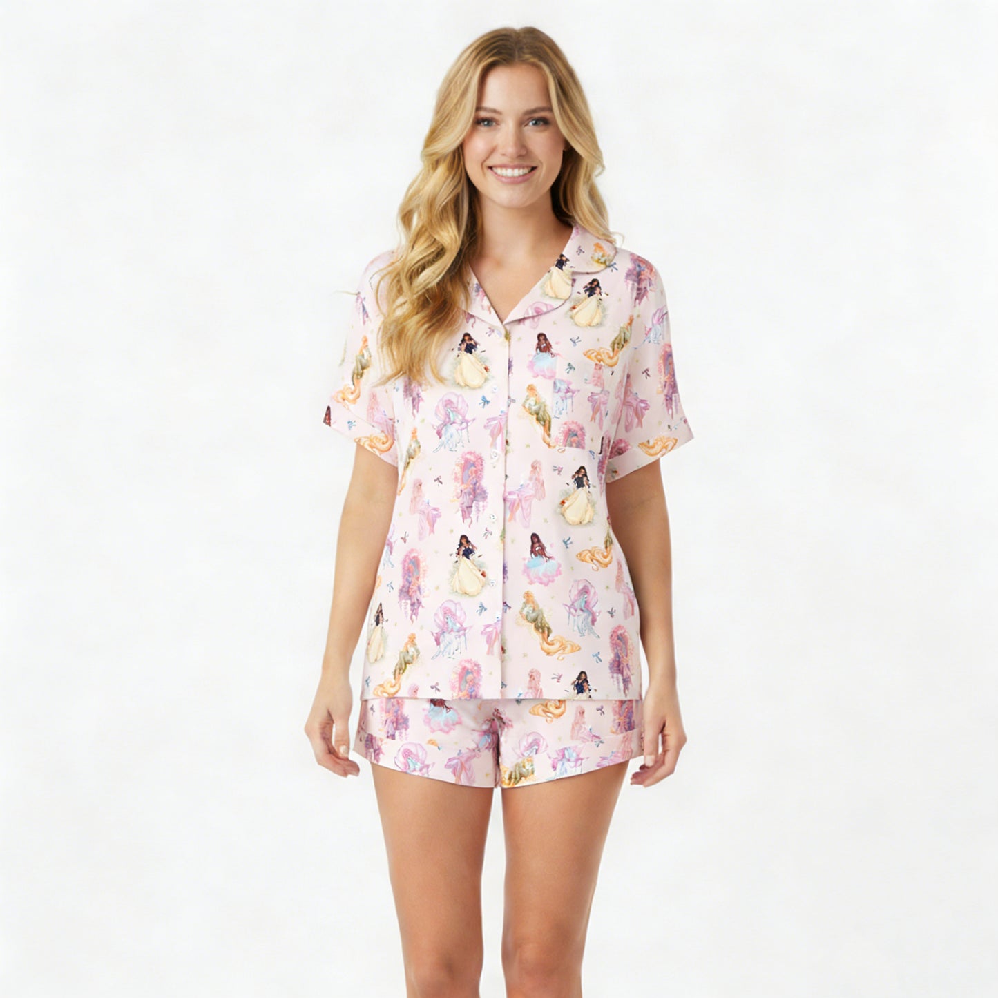 Fairytale Princess Magic Pink Women's Bamboo Short Sleeve Pajama Set