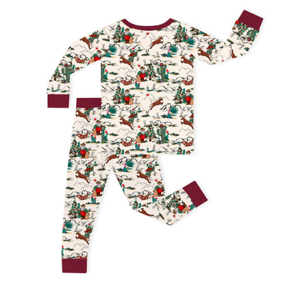 Christmas Cowboy  Kids Bamboo Two-Piece Pajama Set