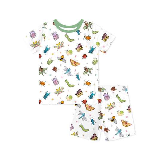 Little Garden Insects Adventure Kids Bamboo Two-Piece Pajama Short Sleeve Set