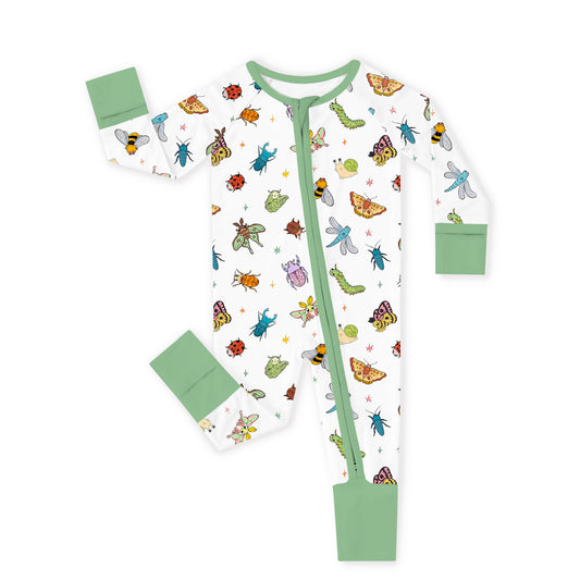Little Garden Insects Adventure Bamboo Zipper Romper Pajamas