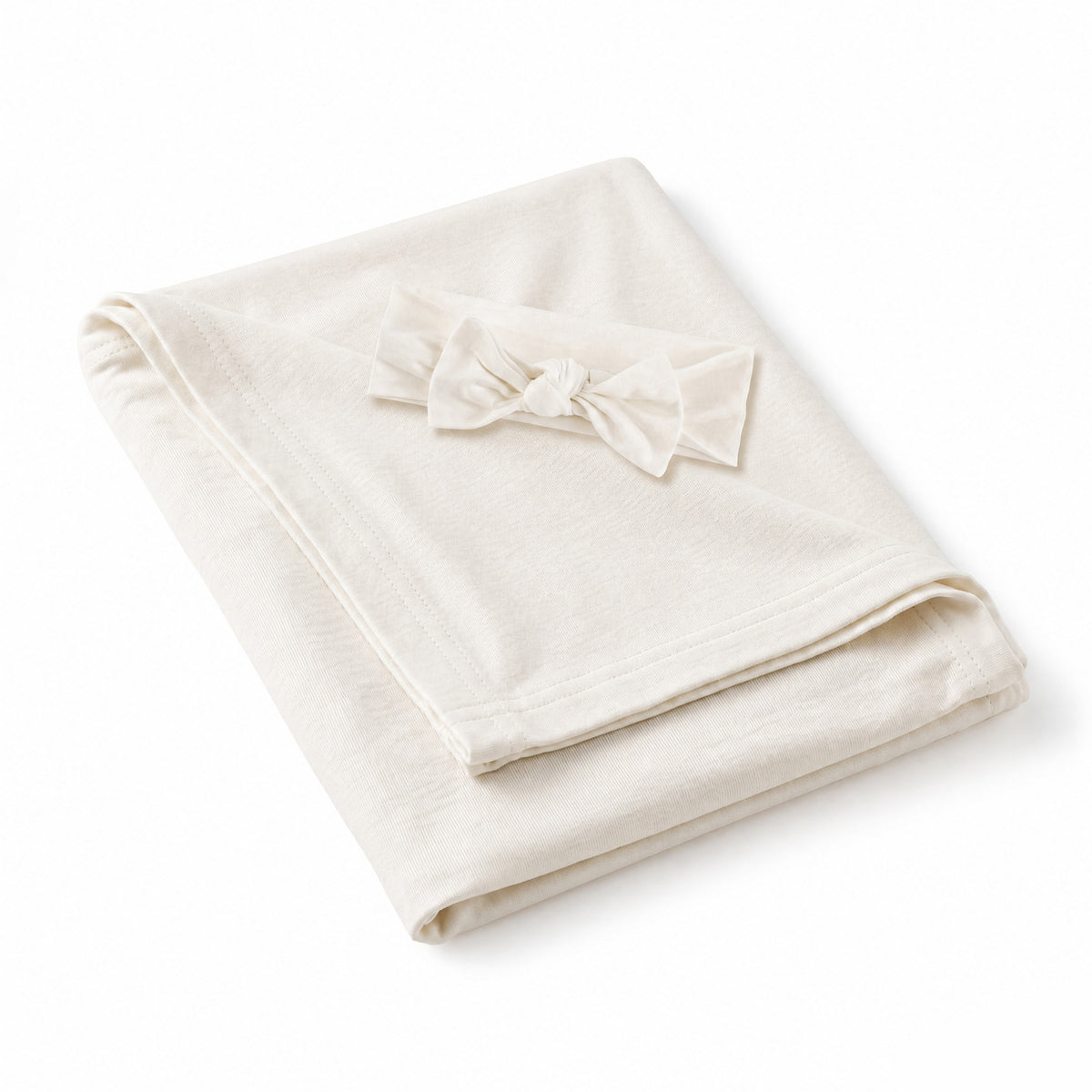 Oat Milk Solid Bamboo Knotted Gown with Hat Set