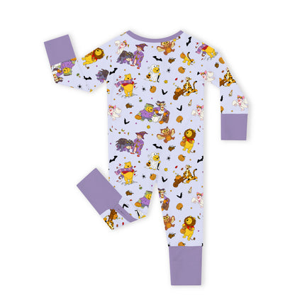 Halloween Bear Pumpkin Bat Bamboo Zipper Romper Pajamas