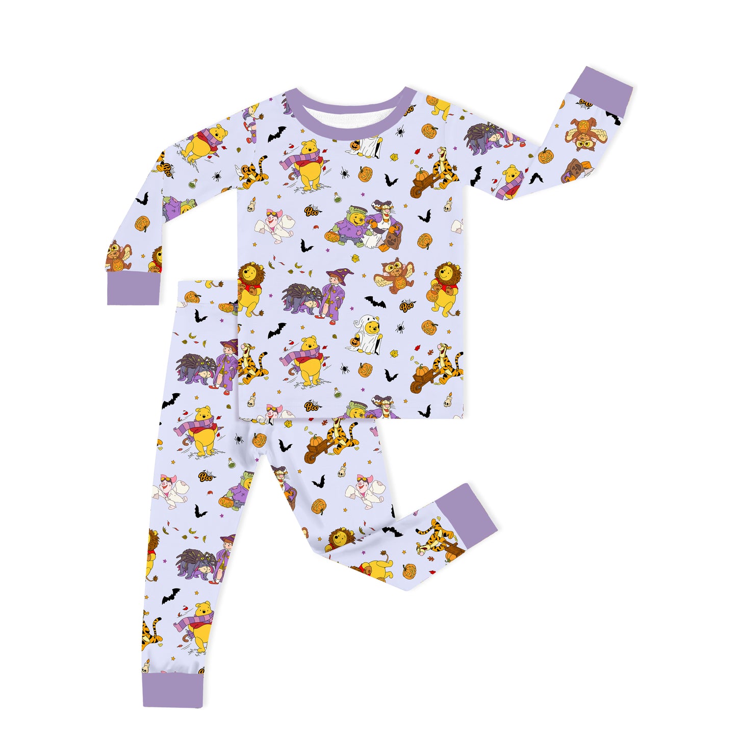 Halloween Bear Pumpkin Bat Kids Two-Piece Pajama Set