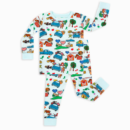 Farm Car and Animal Friends Life Kids Bamboo Two-Piece Pajama Set