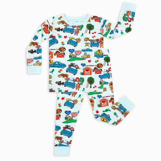 Farm Car and Animal Friends Life Kids Bamboo Two-Piece Pajama Set