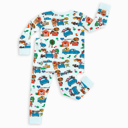Farm Car and Animal Friends Life Kids Bamboo Two-Piece Pajama Set