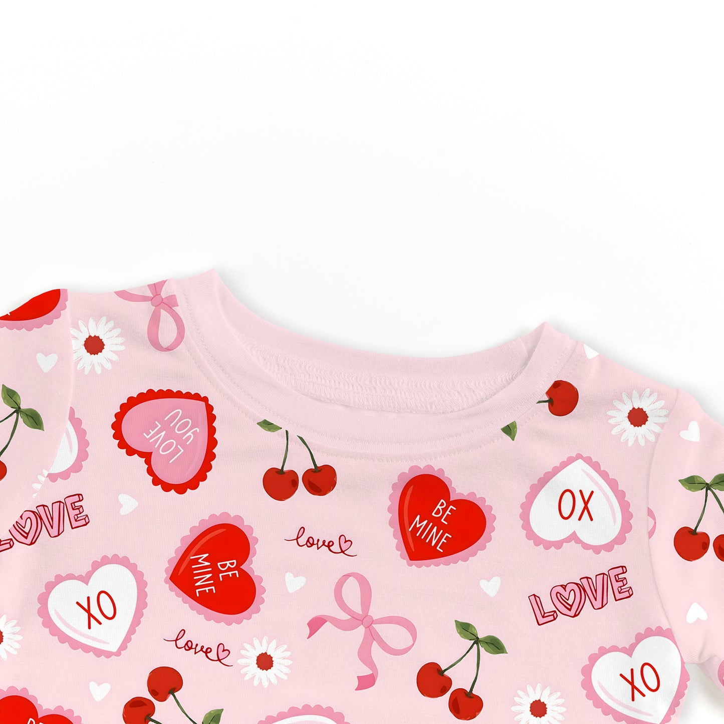 Sweetheart Cherry Hearts Kids Bamboo Two-Piece Pajama Set