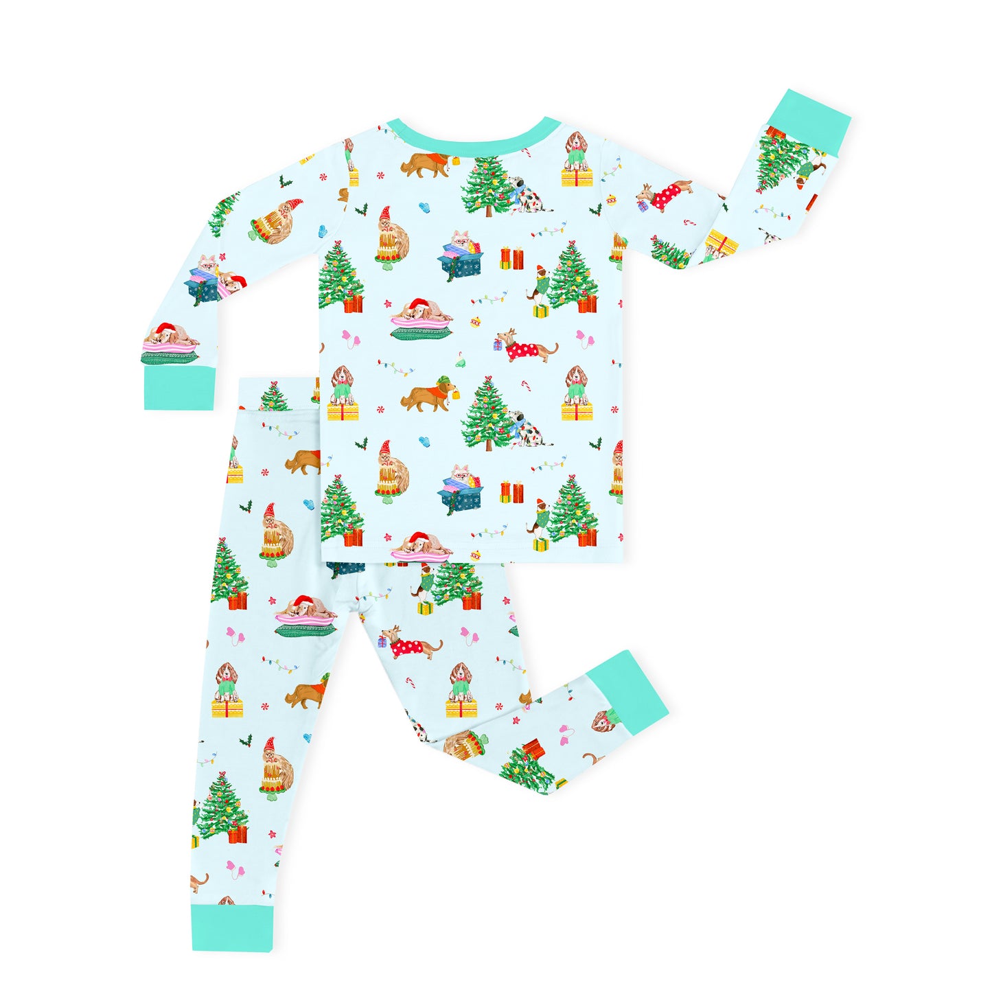 Christmas Holiday Dogs Kids Bamboo Two-Piece Pajama Set