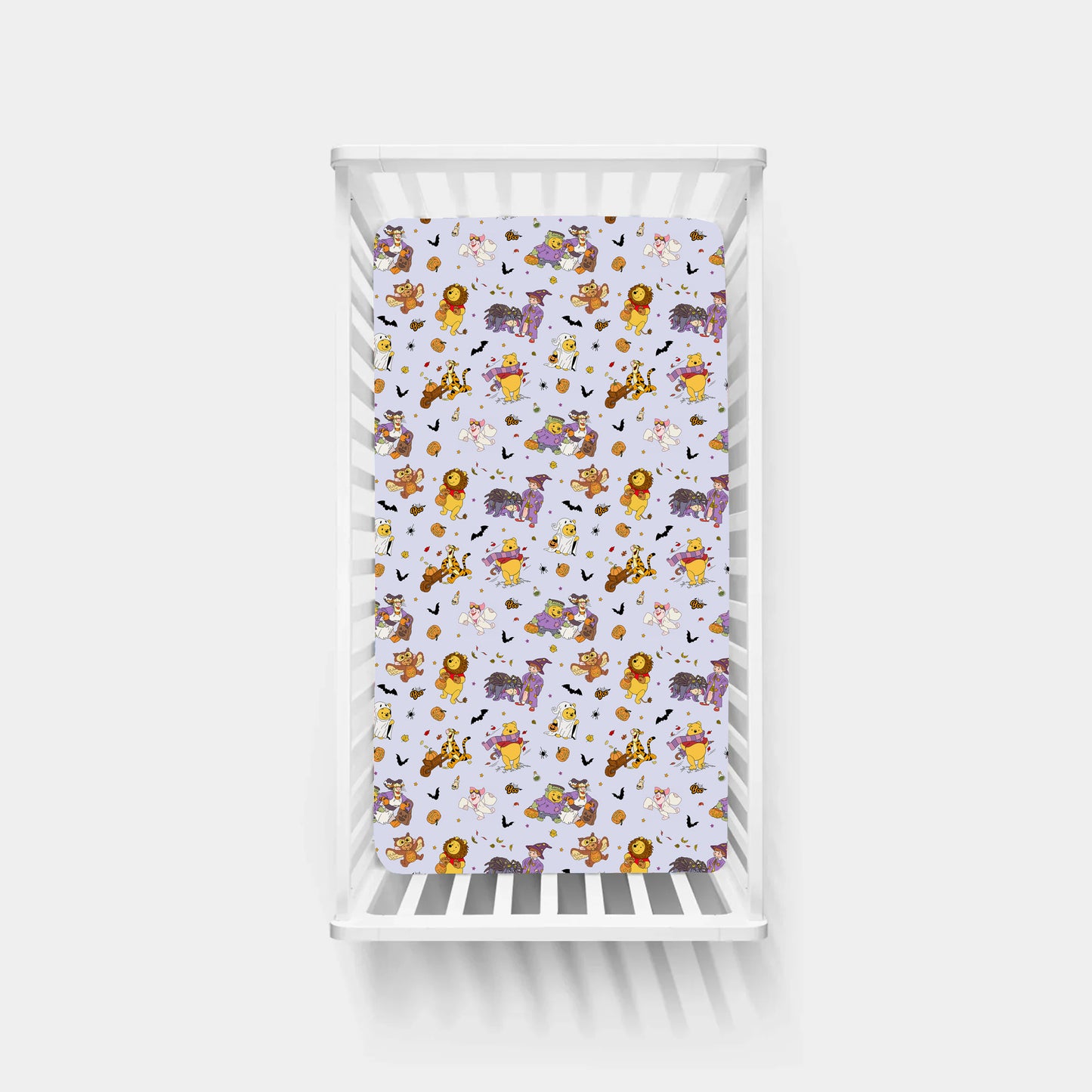 Halloween Bear Pumpkin Bat Bamboo Fitted Crib Sheet