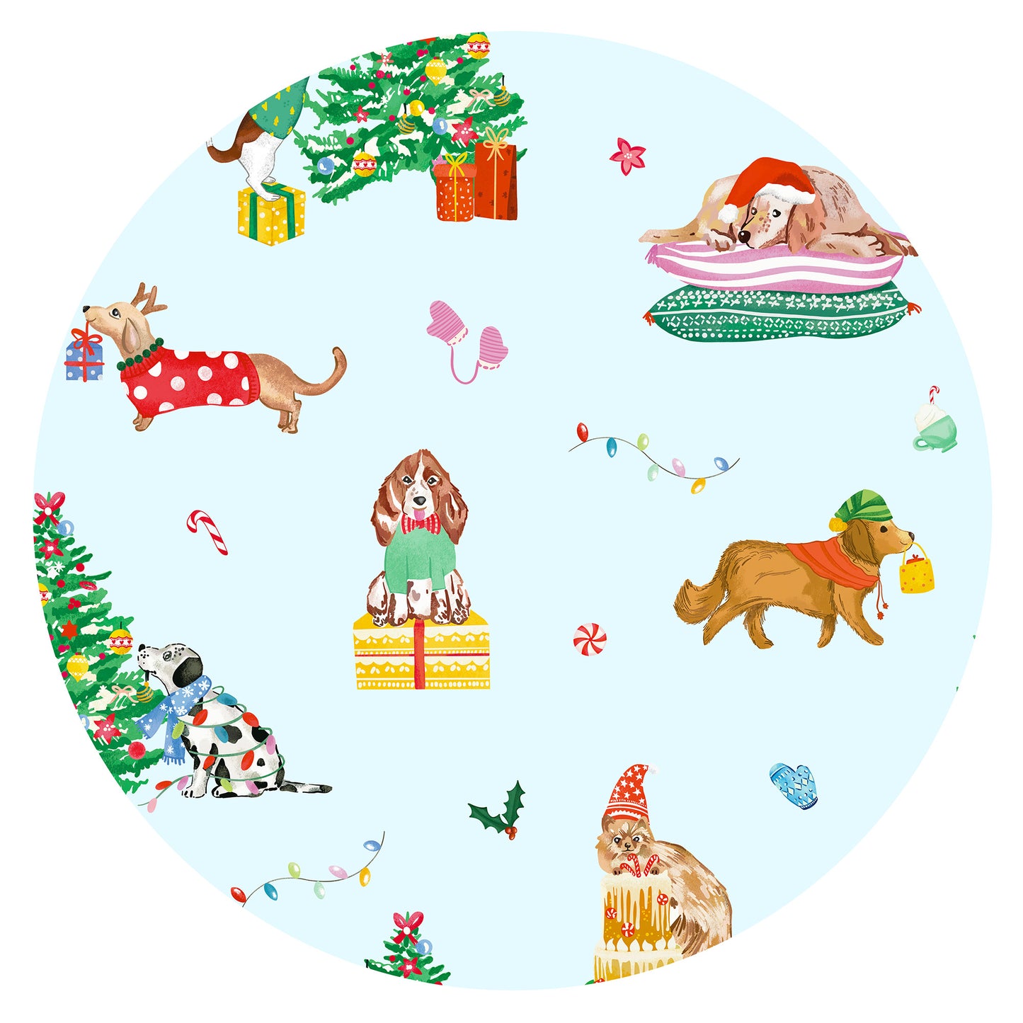 Christmas Holiday Dogs Kids Bamboo Two-Piece Pajama Set