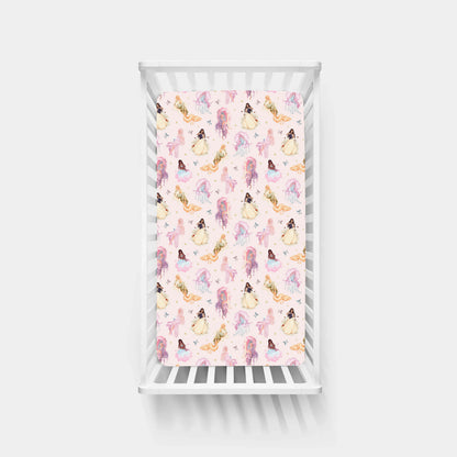 Fairytale Princess Magic Pink Bamboo Fitted Crib Sheet