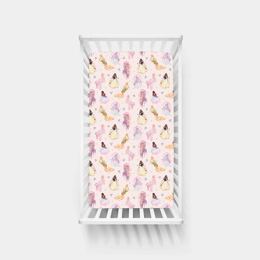 Fairytale Princess Magic Pink Bamboo Fitted Crib Sheet