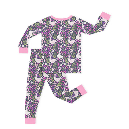 Wildflower Meadow Geese Kids Bamboo Two-Piece Pajama Set