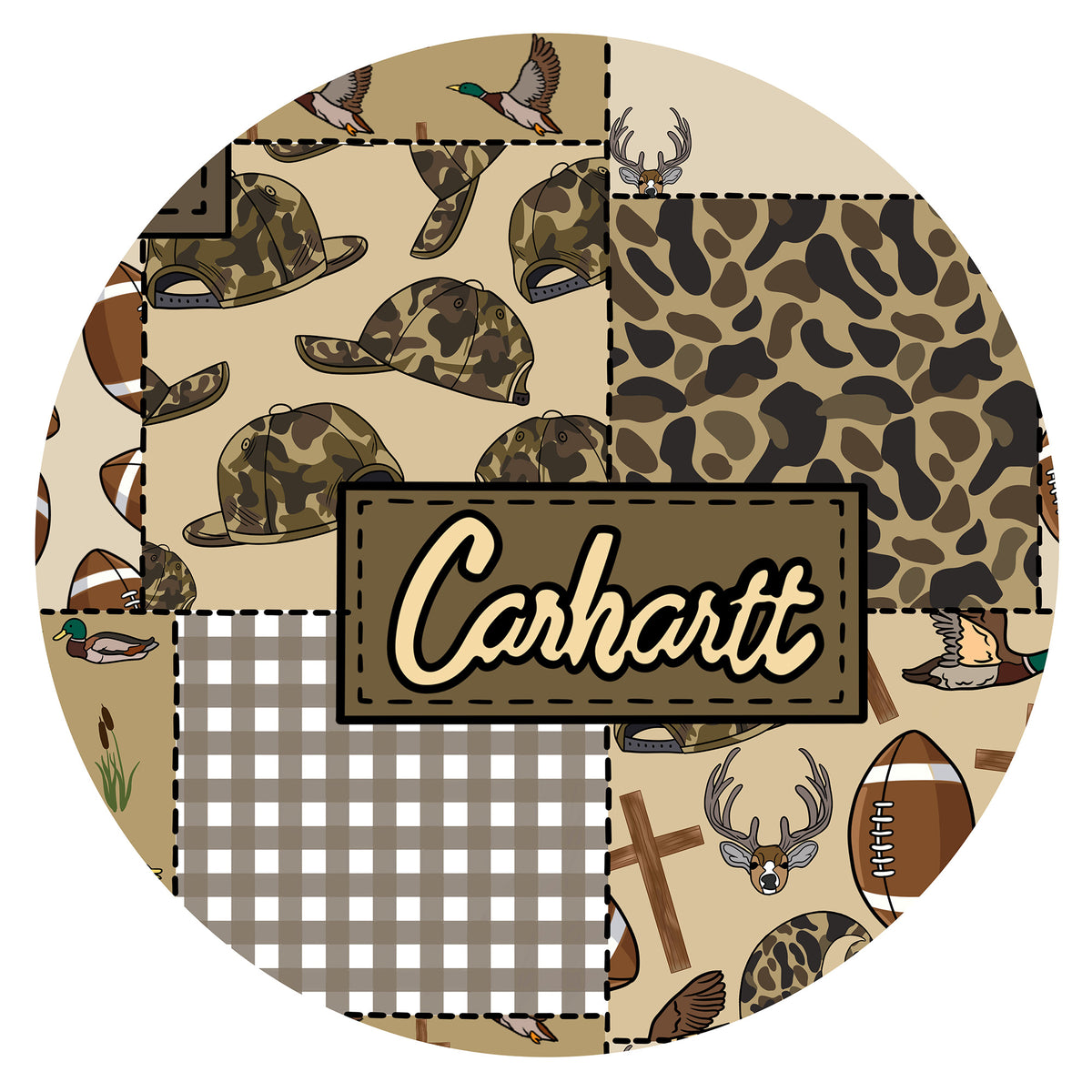 Camo and Football Western Hunting Patchwork Bamboo Baby Bib