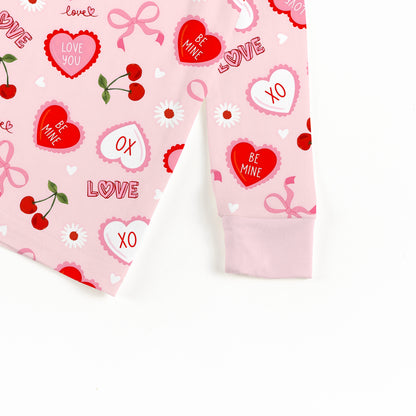 Sweetheart Cherry Hearts Kids Bamboo Two-Piece Pajama Set