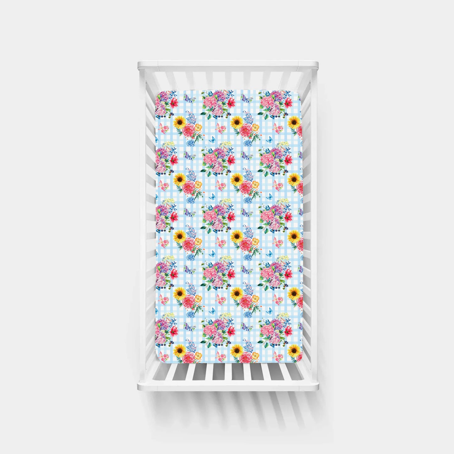 Gingham Garden Bouquet Bamboo Fitted Crib Sheet