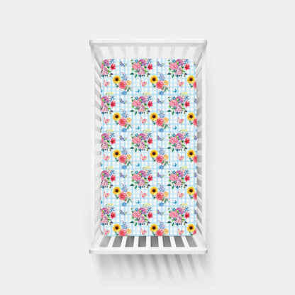 Gingham Garden Bouquet Bamboo Fitted Crib Sheet