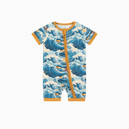 Waves Short Bamboo Zippy Baby Romper