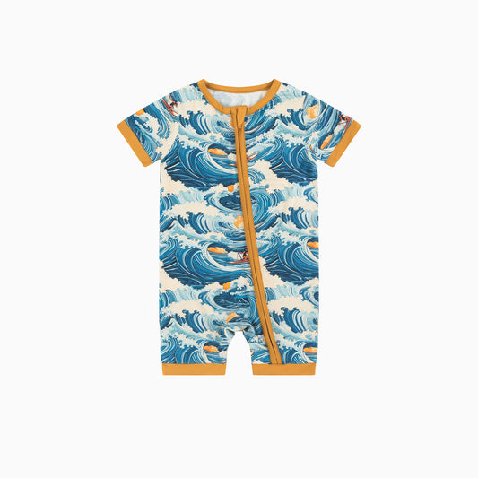 Waves Short Bamboo Zippy Baby Romper