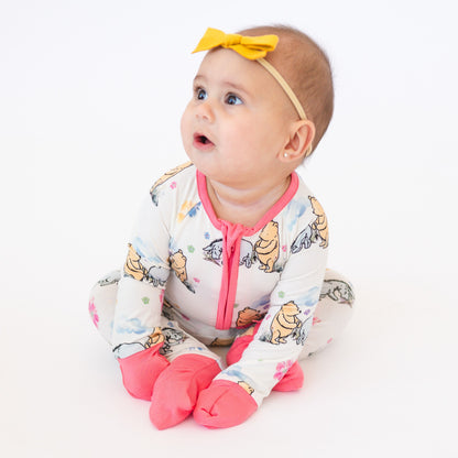 Cartoon Bears & Donkeys Pattern Bamboo Zipper Pajamas