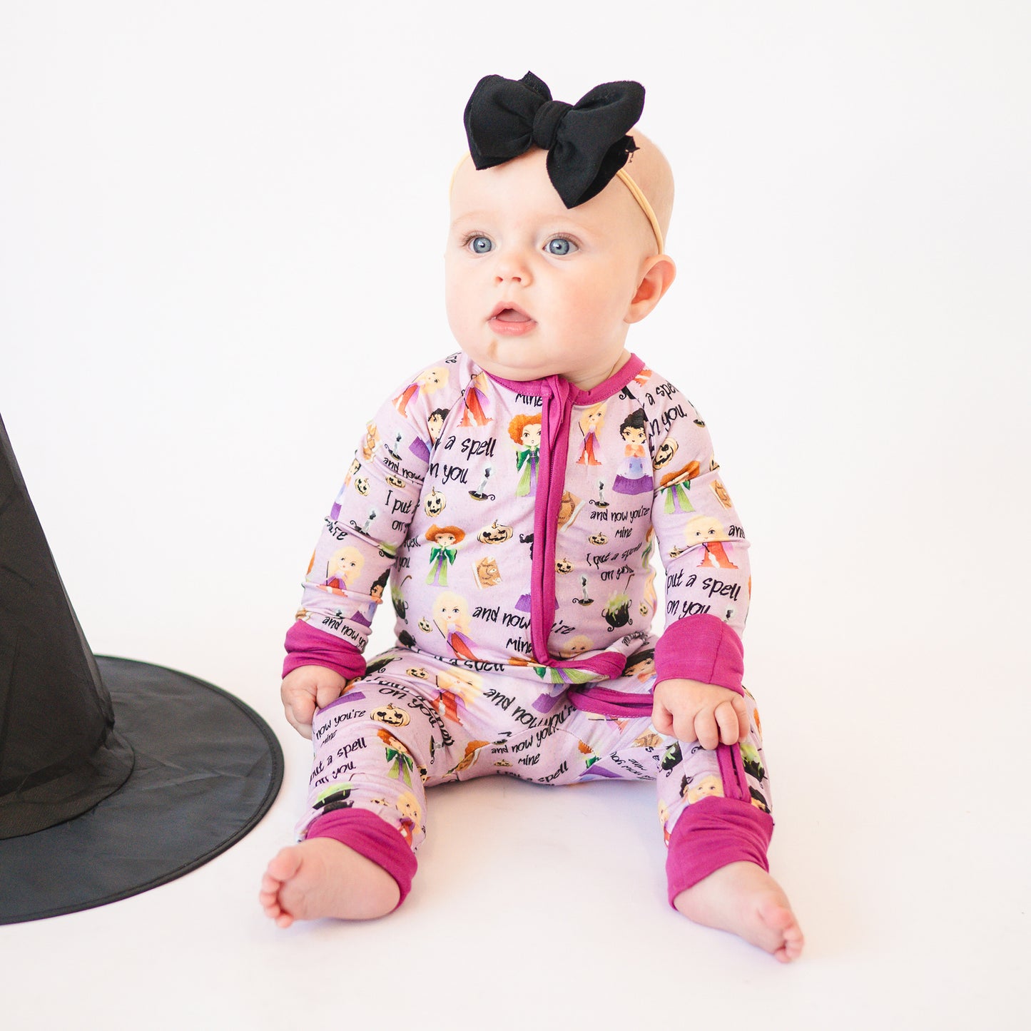 Halloween Three Crazy Witch Bamboo Viscose Zip Romper Pajamas