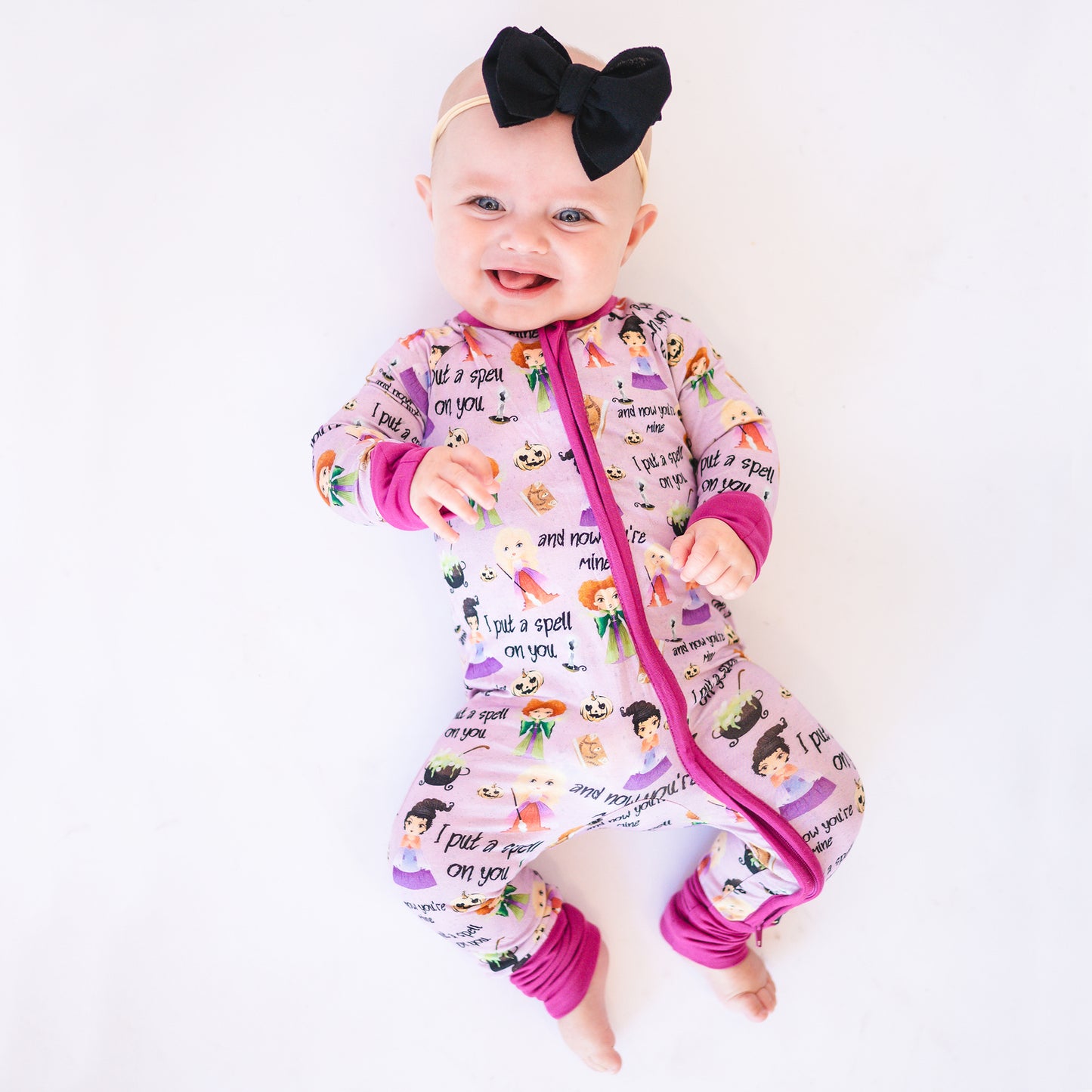 Halloween Three Crazy Witch Bamboo Viscose Zip Romper Pajamas