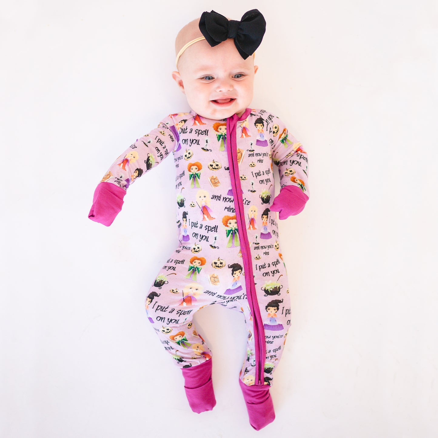 Halloween Three Crazy Witch Bamboo Viscose Zip Romper Pajamas