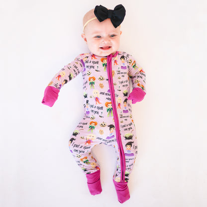 Halloween Three Crazy Witch Bamboo Viscose Zip Romper Pajamas