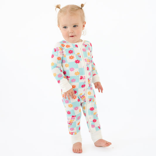 Daddy's Girl Plaid Bamboo Zipper Romper Pajamas