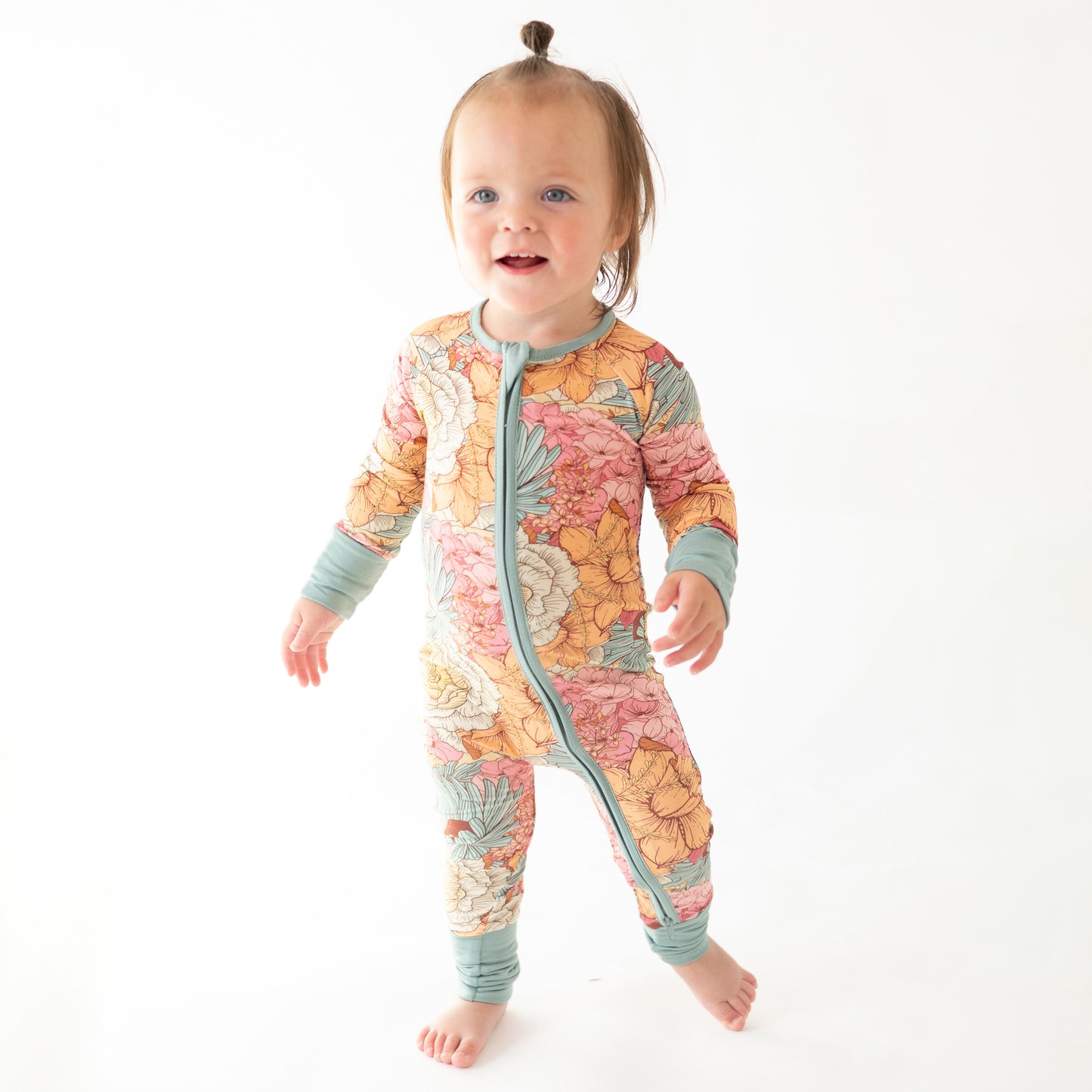 Pyjamas à fuite à glissière à imprimé floral