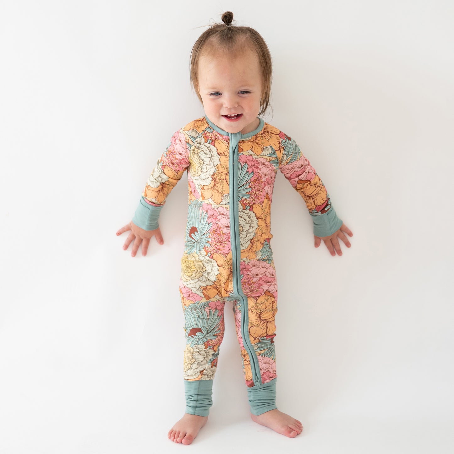 Pyjamas à fuite à glissière à imprimé floral