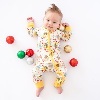 Christmas Tree Bear Baby Bamboo Zipper Romper Pajamas