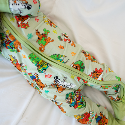 Christmas Mystery Great Dane Dog Baby Bamboo Zipper Romper Pajamas