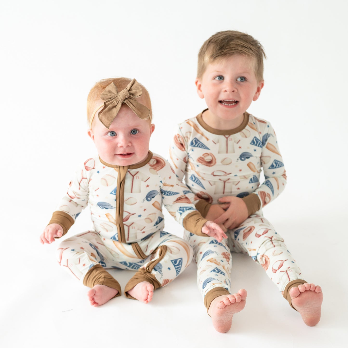 Pyjama zippé en bambou pour bébé, uniforme de baseball
